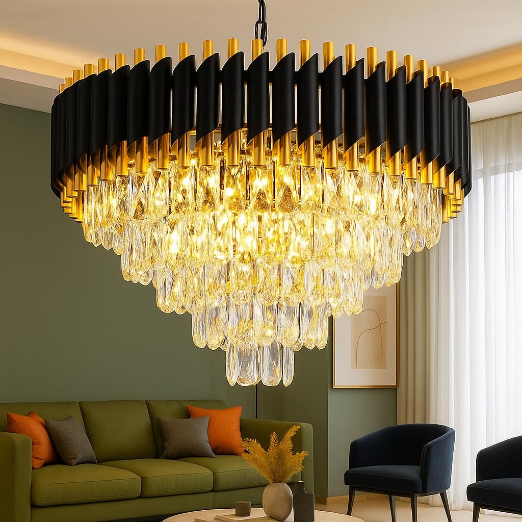ADWAIT K9 Crystal Chandeliers Black Gold (500mm) 